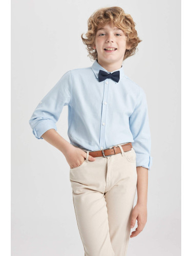 DEFACTO Boy Long Sleeve Oxford Shirt Bowtie 2-Pack Set