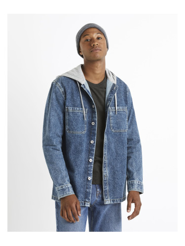 Celio Denim Hooded Shirt Caoris - Men's
