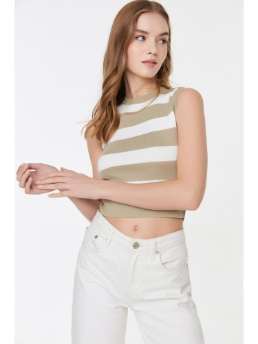 Trendyol Stone Crop Striped Knitwear Blouse