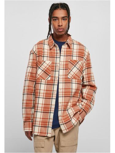 Long oversized shirt with checkered leaves softseagrass/red