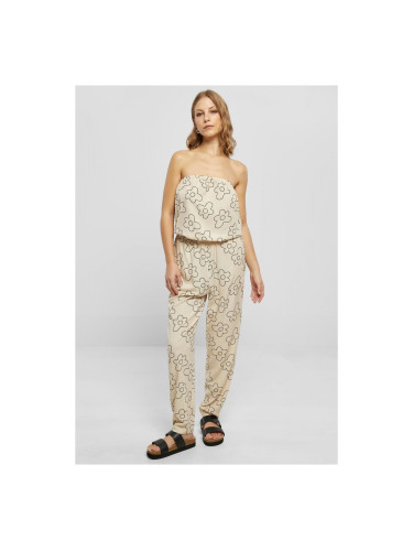 Women's Bandeau viscose jumpsuit with seagrass flower