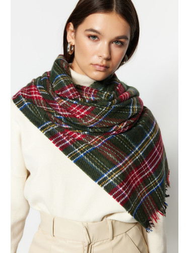 Trendyol Green Soft-Textured Plaid Scarf