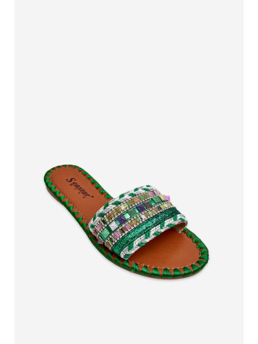 Women's decorated slippers Green Bellisa