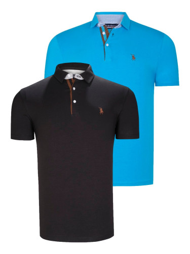 DUAL SET T8582 DEWBERRY MENS T-SHIRT-BLACK-DARK TURQUOISE