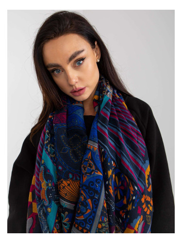 Navy blue scarf with print