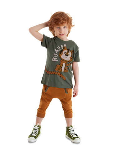 Denokids Little Tiger Boy Summer T-shirt Capri Shorts Set