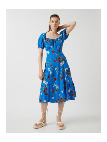 Koton квадратно деколте къс ръкав Midi дължина рокля