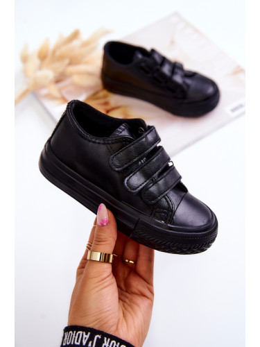 Boto Детски кожени кецове с велкро черни Foster