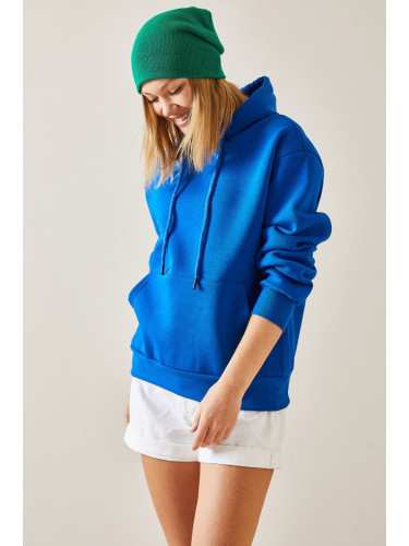 XHAN Blue Kangaroo Pocket & Hoodie Sweatshirt