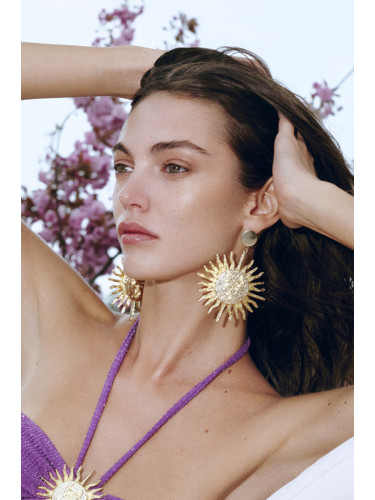 Trendyol X Zeynep Tosun Gold and Sun Figure Earrings