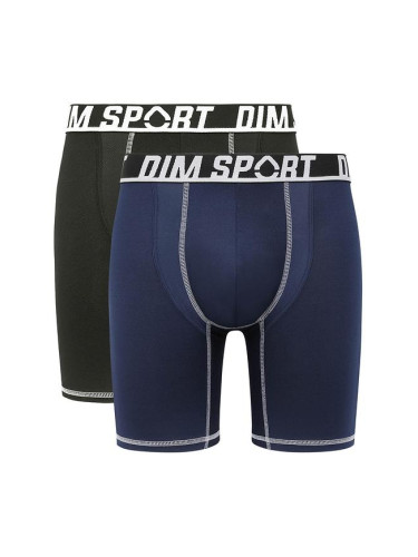DIM SPORT LONG BOXER 2x - Men's Sports Boxer Shorts 2 pcs - Black - Blue