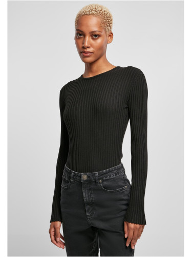 Women's ribbed knit with long sleeves black