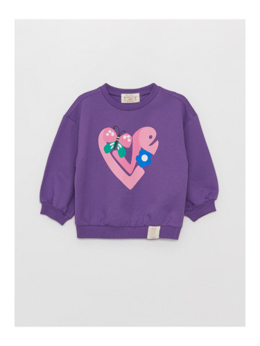 LC Waikiki Crew Neck Long Sleeve Printed Baby Girl Sweatshirt Purple