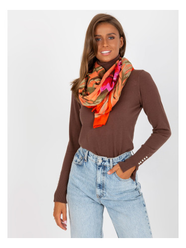 Orange cotton scarf with print