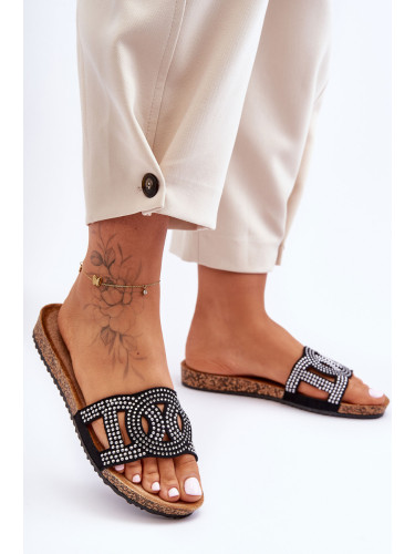 Boto Дамски украсени чехли черни Evelins