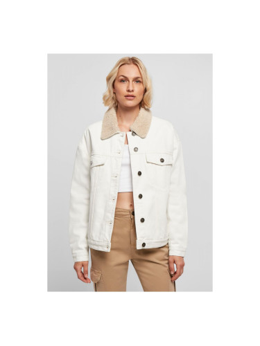 Women's oversized denim jacket Sherpa in white