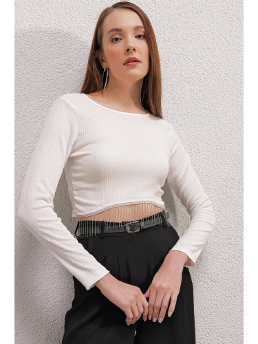 Bigdart 0444 Crop Chain Blouse - White