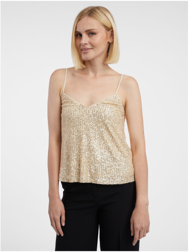 Orsay Women's Tank Top with Sequins in Gold - Women's