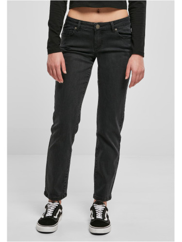 Women's Straight Denim Low-Waisted Pants - Black