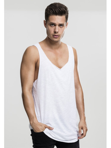 Long Shape Open Edge Loose Tank White