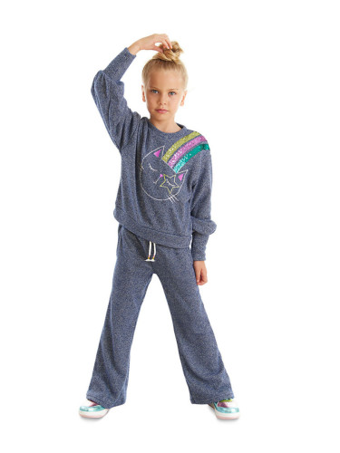 mshb&g Shiny Cat Girl Kids Knitwear Tracksuit Set