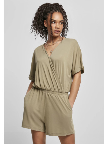 Women's short modal jumpsuit in khaki color