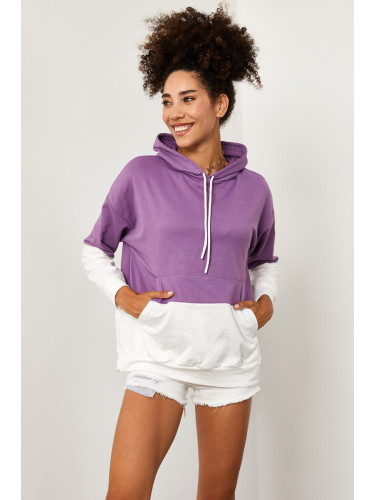 XHAN Women's Lilac Patchwork Sweatshirt