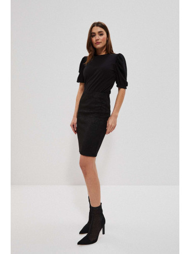 Черна флорална пола-молив