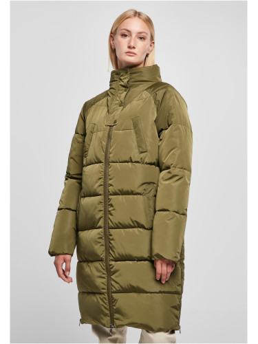 Women's high-neck coat, olive