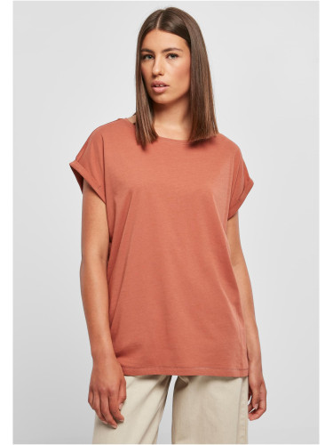 Women's terracotta T-shirt with extended shoulder