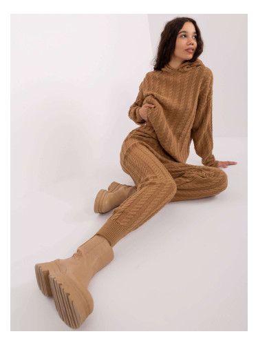 Women's Cable Knitted Camel Set