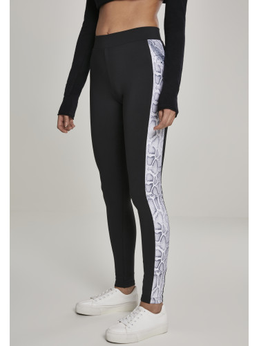 Women's leggings with striped blk/snake pattern