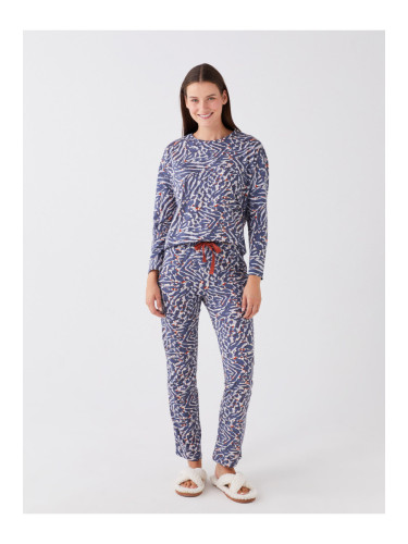 LC Waikiki Crew Neck Patterned Long Sleeve Women's Pajama Set