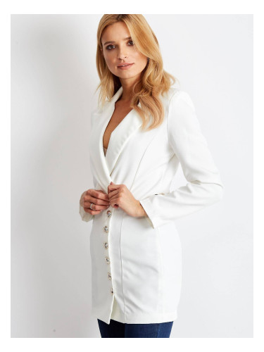 Long jacket decorated with gold ecru buttons