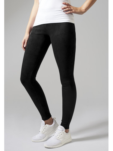 Women's leggings made of imitation suede black