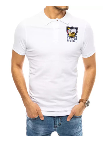 Koszulka polo z haftem biała Dstreet