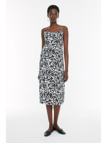 Trendyol черно въже каишка рокля