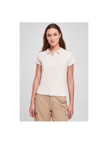 Women's White Sand Rib Polo T-Shirt