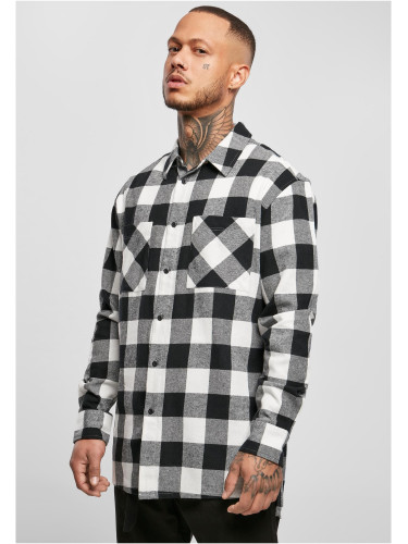 Long oversized plaid shirt black/white