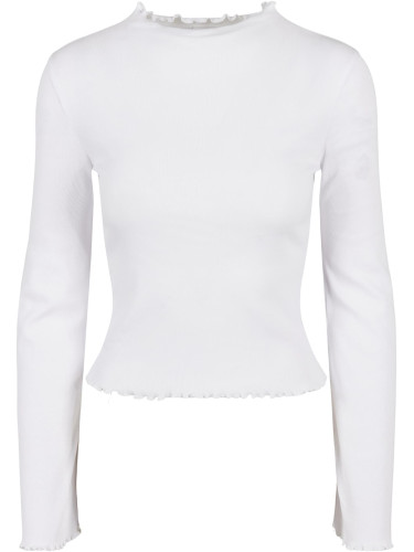 Women's ribbed turtleneck with long sleeves white