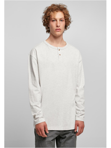 Eco-friendly Oversized Henley Long Sleeve Light Grey
