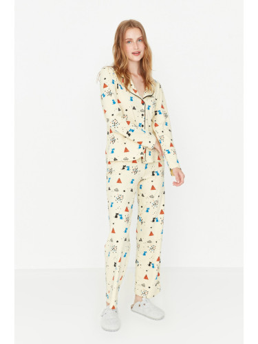 Trendyol Multicolored 100% Cotton Patterned Knitted Pajama Set