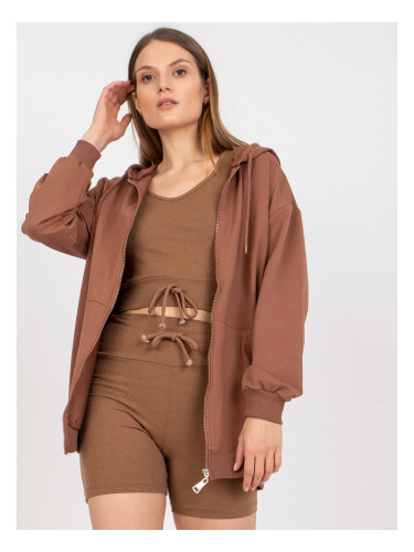 Basic brown three-piece set with shorts