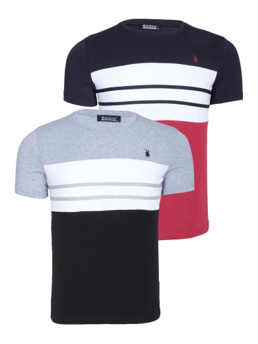 ДВОЕН КОМПЛЕКТ T8593 МЪЖКА ТЕНИСКА DEWBERRY-МОРСКО СИНЬО - СИВО