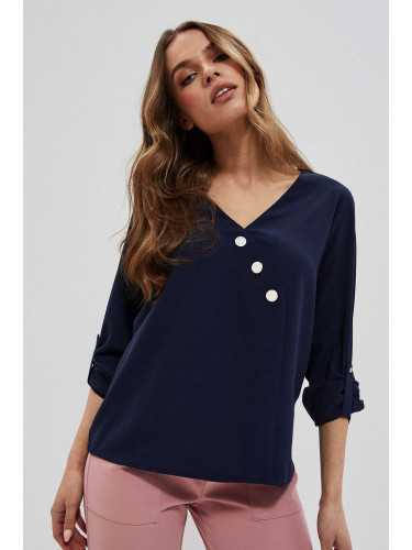 Marisse Shirt With Decorative Buttons L-Ko-3700 Navy
