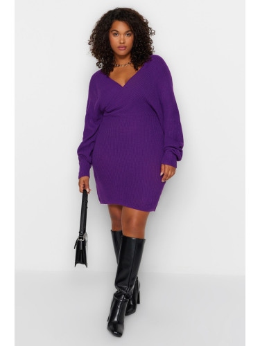 Trendyol крива лилаво двойно гърди трикотаж рокля