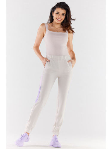 Awama Woman's Trousers A498 Beige/Violet
