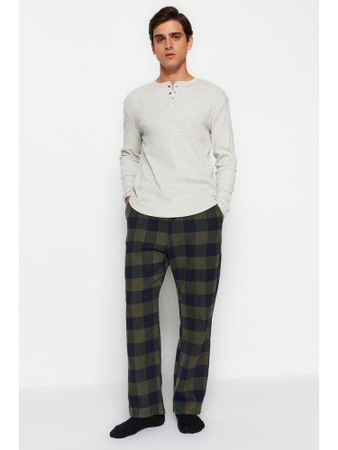 Trendyol Khaki Comfortable Plaid Woven Pajama Bottoms