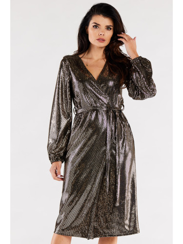 Awama Woman's Dress A564 Gold/Dots