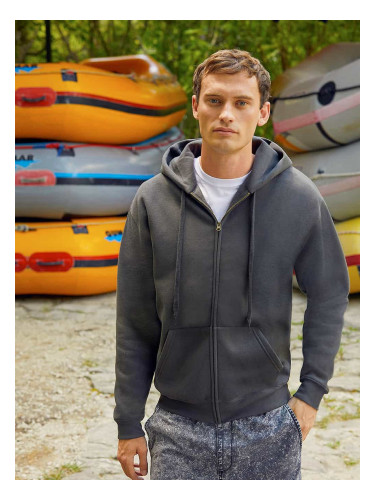 Grey Men's Hoodie Premium Fruit of the Loom